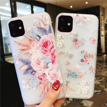 Матов калъф Lovebay за iPhone 13 12 11 14 Pro Max X XR XS Max 6 6s 7 8 Plus 5 3D Art Rose Flower Painting Releef Soft TPU Cover