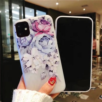 Матов калъф Lovebay за iPhone 13 12 11 14 Pro Max X XR XS Max 6 6s 7 8 Plus 5 3D Art Rose Flower Painting Releef Soft TPU Cover