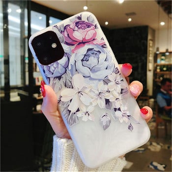 Матов калъф Lovebay за iPhone 13 12 11 14 Pro Max X XR XS Max 6 6s 7 8 Plus 5 3D Art Rose Flower Painting Releef Soft TPU Cover