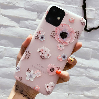 Матов калъф Lovebay за iPhone 13 12 11 14 Pro Max X XR XS Max 6 6s 7 8 Plus 5 3D Art Rose Flower Painting Releef Soft TPU Cover