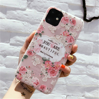 Матов калъф Lovebay за iPhone 13 12 11 14 Pro Max X XR XS Max 6 6s 7 8 Plus 5 3D Art Rose Flower Painting Releef Soft TPU Cover