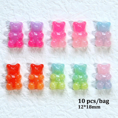 18 komada slatkih lizalica bombona miješanih boja 3D kawaii nail art šarms dekor žele gumeni medvjedić dodaci za nokte profesionalni pribor