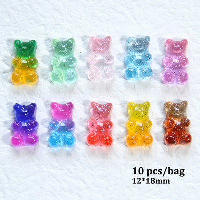 18 komada slatkih lizalica bombona miješanih boja 3D kawaii nail art šarms dekor žele gumeni medvjedić dodaci za nokte profesionalni pribor