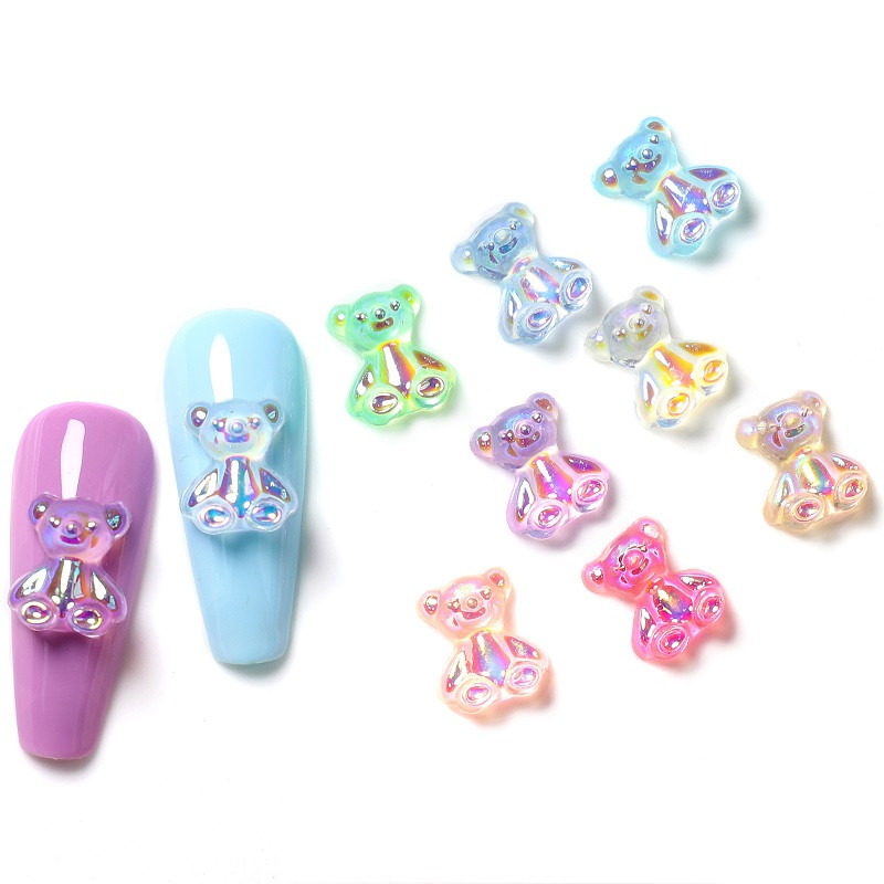 18 komada slatkih lizalica bombona miješanih boja 3D kawaii nail art šarms dekor žele gumeni medvjedić dodaci za nokte profesionalni pribor