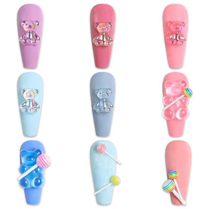 18 komada slatkih lizalica bombona miješanih boja 3D kawaii nail art šarms dekor žele gumeni medvjedić dodaci za nokte profesionalni pribor