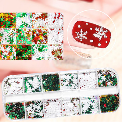 3D Nail Christmas Snowflake Glitter Sequins Xmas Tree Starlights Holo Slices Αυτοκόλλητο Νύχια Καλλιτεχνικές Διακοσμήσεις Αξεσουάρ μανικιούρ