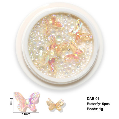 3D Aurora Butterfly körömdíszítések műgyanta körömbűvölők AB kevert üveg golyós gyöngyök strasszok barkács köröm kellékek kiegészítők
