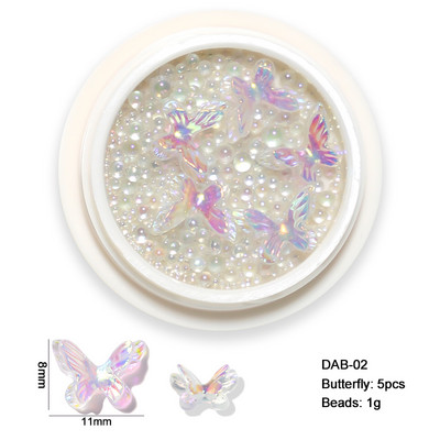 3D Aurora Butterfly körömdíszítések műgyanta körömbűvölők AB kevert üveg golyós gyöngyök strasszok barkács köröm kellékek kiegészítők