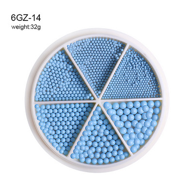 Perle za nokte Dekoracija Macaron Boja 6 rešetki Mješovite veličine Šarene male kuglice Nakit Manikura Nails Art DIY Rhinestones 0,8-3,0 mm