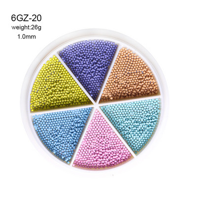 Perle za nokte Dekoracija Macaron Boja 6 rešetki Mješovite veličine Šarene male kuglice Nakit Manikura Nails Art DIY Rhinestones 0,8-3,0 mm