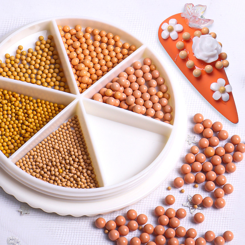 Perle za nokte Dekoracija Macaron Boja 6 rešetki Mješovite veličine Šarene male kuglice Nakit Manikura Nails Art DIY Rhinestones 0,8-3,0 mm