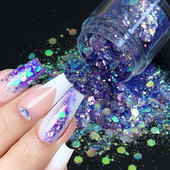 1 staklenka Super holografske šljokice za nokte Svjetlucavi zdepasti kameleonski šesterokutni pahuljice Paillette lak Manikura Svjetlucavi ukrasi za nokte