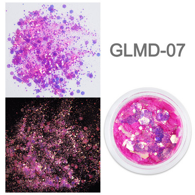 1 staklenka Super holografske šljokice za nokte Svjetlucavi zdepasti kameleonski šesterokutni pahuljice Paillette lak Manikura Svjetlucavi ukrasi za nokte