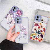 Θήκη Cute Flowers Pattern για iPhone 11 12 13 14 Pro Max X XR XS Max 7 8 Plus 12 13 Mini SE Διαφανές ματ αντικραδασμικό κάλυμμα