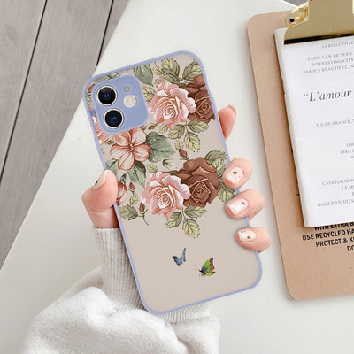Θήκη Cute Flowers Pattern για iPhone 11 12 13 14 Pro Max X XR XS Max 7 8 Plus 12 13 Mini SE Διαφανές ματ αντικραδασμικό κάλυμμα