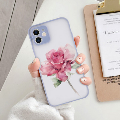 Θήκη Cute Flowers Pattern για iPhone 11 12 13 14 Pro Max X XR XS Max 7 8 Plus 12 13 Mini SE Διαφανές ματ αντικραδασμικό κάλυμμα