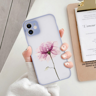 Θήκη Cute Flowers Pattern για iPhone 11 12 13 14 Pro Max X XR XS Max 7 8 Plus 12 13 Mini SE Διαφανές ματ αντικραδασμικό κάλυμμα