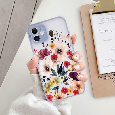 Θήκη Cute Flowers Pattern για iPhone 11 12 13 14 Pro Max X XR XS Max 7 8 Plus 12 13 Mini SE Διαφανές ματ αντικραδασμικό κάλυμμα