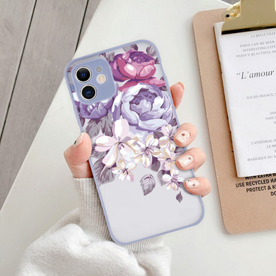 Θήκη Cute Flowers Pattern για iPhone 11 12 13 14 Pro Max X XR XS Max 7 8 Plus 12 13 Mini SE Διαφανές ματ αντικραδασμικό κάλυμμα
