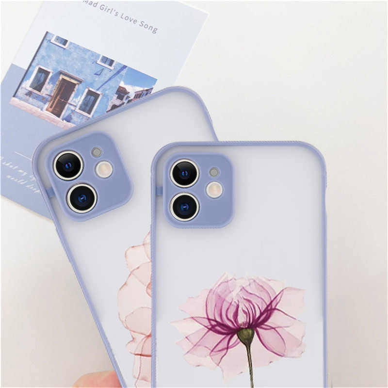 Θήκη Cute Flowers Pattern για iPhone 11 12 13 14 Pro Max X XR XS Max 7 8 Plus 12 13 Mini SE Διαφανές ματ αντικραδασμικό κάλυμμα