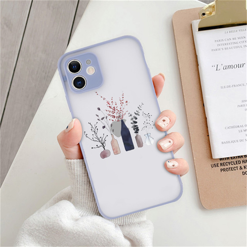 Θήκη Cute Flowers Pattern για iPhone 11 12 13 14 Pro Max X XR XS Max 7 8 Plus 12 13 Mini SE Διαφανές ματ αντικραδασμικό κάλυμμα