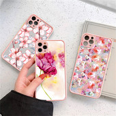 Моден калъф с красиви цветя за iPhone 13 12 11 14 Pro Max 12 Mini XS Max XR X 7 8 Plus SE20 Матова броня Удароустойчив прозрачен капак