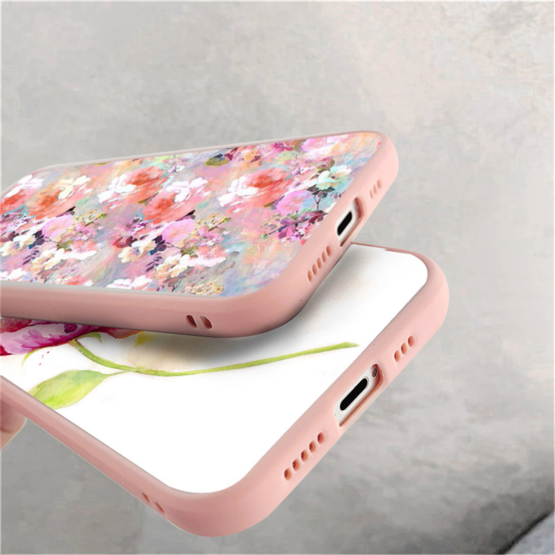 Fashion Pretty Flowers Case for iPhone 13 12 11 14 Pro Max 12 Mini XS Max XR X 7 8 Plus SE20 Matte Bumper Clear Coverproof