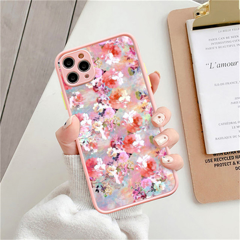 Fashion Pretty Flowers Case for iPhone 13 12 11 14 Pro Max 12 Mini XS Max XR X 7 8 Plus SE20 Matte Bumper Clear Coverproof