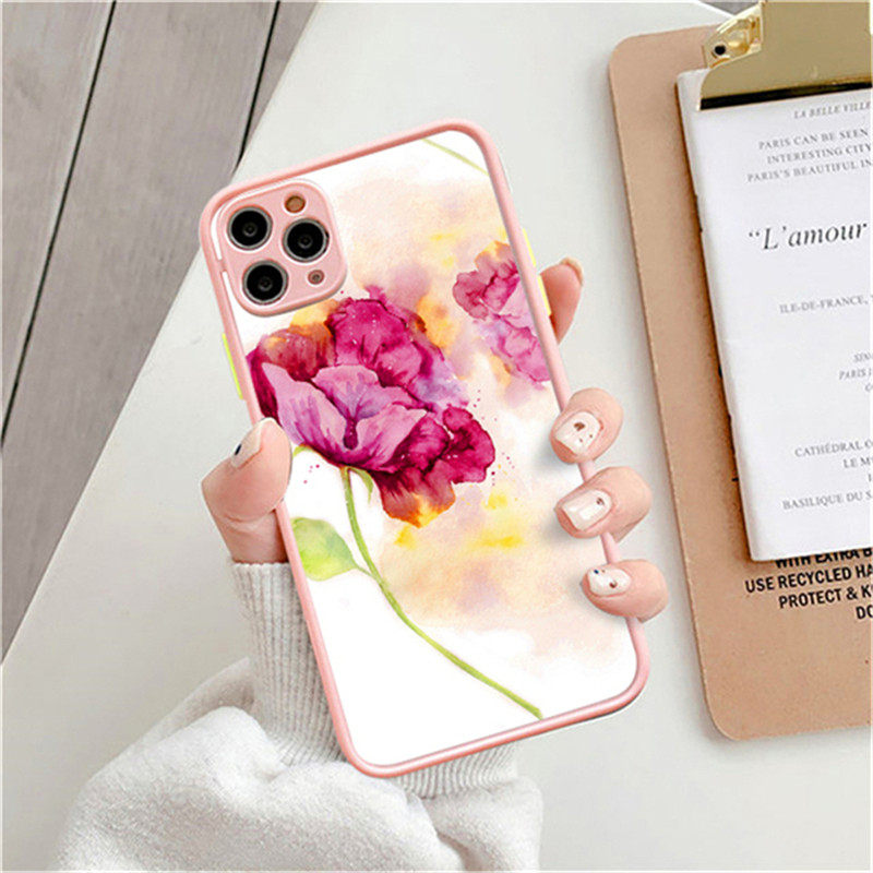 Fashion Pretty Flowers Case for iPhone 13 12 11 14 Pro Max 12 Mini XS Max XR X 7 8 Plus SE20 Matte Bumper Clear Coverproof
