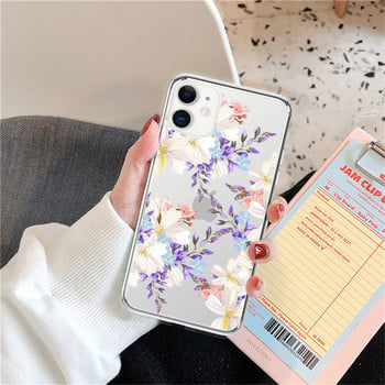 Θήκη Art Flowers Pattern για iPhone 12 11 Pro Max XS Max XR X 6 6S 7 8 Plus 5 5S SE 2020 12 Mini 13 Pro Max Soft TPU Clear Cover