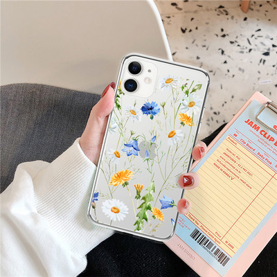Калъф Art Flowers Pattern Case за iPhone 12 11 Pro Max XS Max XR X 6 6S 7 8 Plus 5 5S SE 2020 12 Mini 13 Pro Max Soft TPU Clear Cover