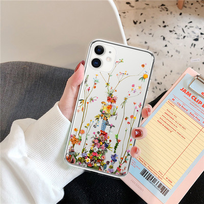 Калъф Art Flowers Pattern Case за iPhone 12 11 Pro Max XS Max XR X 6 6S 7 8 Plus 5 5S SE 2020 12 Mini 13 Pro Max Soft TPU Clear Cover