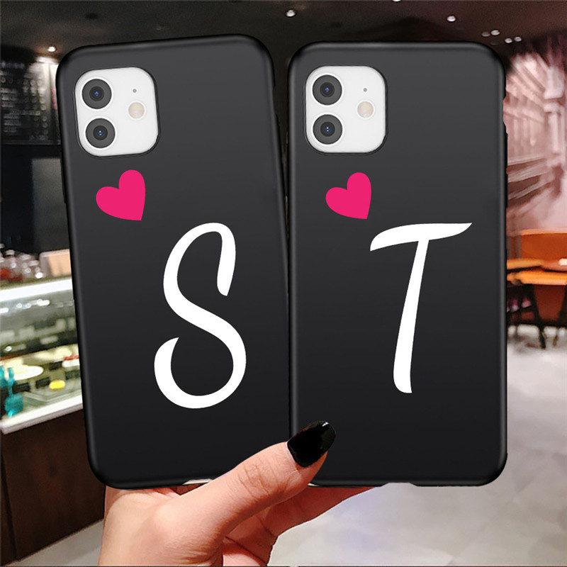 Armas roosa Love Heart telefoniümbris iPhone 13 Pro Max 13 Mini 12Pro 12 11 Pro Max jaoks, algustäht A kuni Z Pehme silikoonist tagakaas