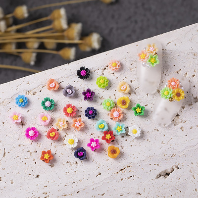 100 tk segatud värvid Akrüül Lilled Nail Art Decoration 3D Vaik Florets Nail Charms Ehted Disain Maniküür Küünte Aksessuaarid