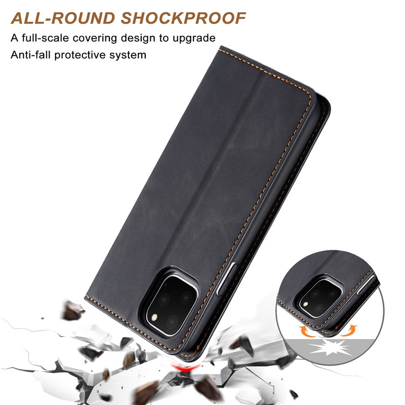 Biznesa magnētiskais apgriežams ādas kartes slota maka vāciņš iPhone 14 13 12 11 Pro Max XS Max XR X 8 7 6S 6 Plus SE 5 5S