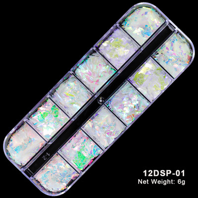 12 rešetki Maple Leaf Šljokice za nokte Nepravilne iridescentne AB pahuljice sirene Božićni snježni leptir Pailliette svjetlucavi alati za nokte