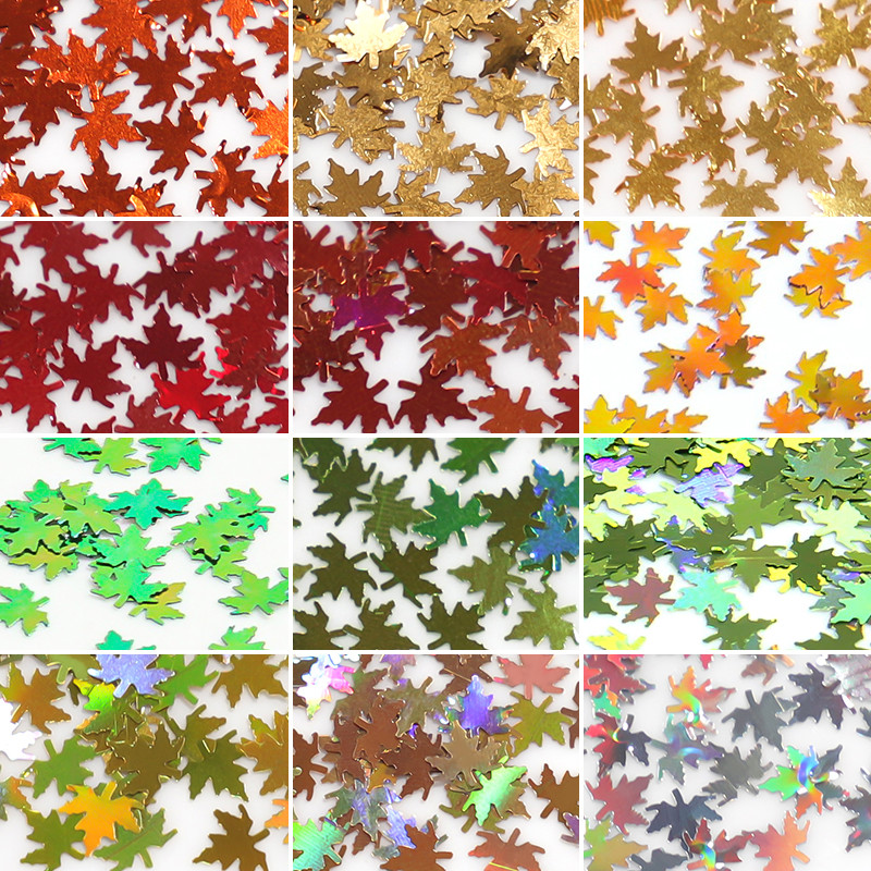 12 rešetki Maple Leaf Šljokice za nokte Nepravilne iridescentne AB pahuljice sirene Božićni snježni leptir Pailliette svjetlucavi alati za nokte