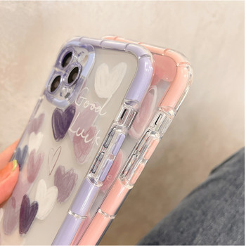 Cute Love Heart Soft, αντικραδασμική, διαφανής θήκη τηλεφώνου για iPhone 11 12 13 Pro Max XS Max X XR Πίσω θήκη σιλικόνης