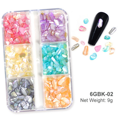 6 tinkleliai natūralūs abalone jūros kriauklės nagų dailės dekoravimas 3D netaisyklingo gabalo fragmentai tekstūros dribsniai nagų žavesiai manikiūro aksesuarai