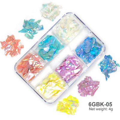 6 tinkleliai natūralūs abalone jūros kriauklės nagų dailės dekoravimas 3D netaisyklingo gabalo fragmentai tekstūros dribsniai nagų žavesiai manikiūro aksesuarai