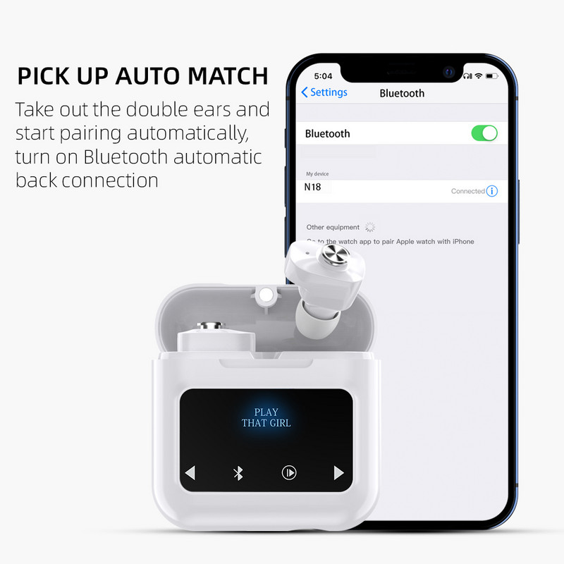 Căști Bluetooth N18 MP3 Mini control tactil Căști fără fir Reducerea zgomotului Căști HiFi Suport card TF Music MP3 Player