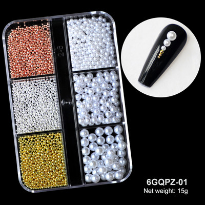 Nail Art AB Caviar Mărgele Strasuri pentru unghii Cristal 3D Mingi minuscule de sticlă Decorare Micro margele Unghii Charms Accesorii pentru manichiură