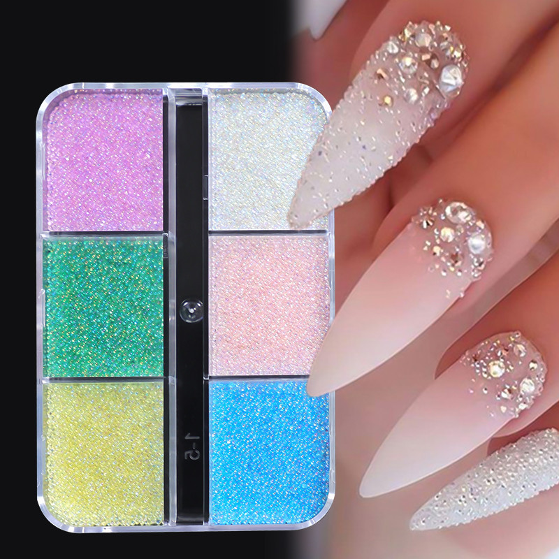 Nail Art AB Caviar Mărgele Strasuri pentru unghii Cristal 3D Mingi minuscule de sticlă Decorare Micro margele Unghii Charms Accesorii pentru manichiură