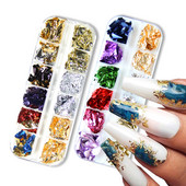 1 кутия Златни алуминиеви люспи Nail Art Glitter Paillette Пайети Неправилен пигмент Златно фолио Хартиени люспи Хромирани декорации за нокти
