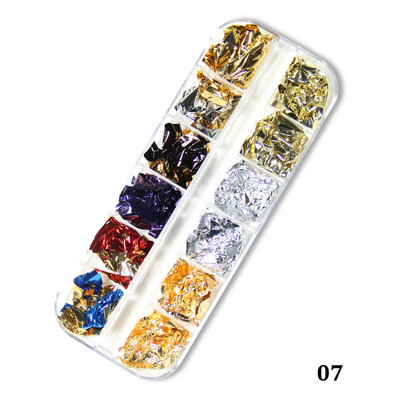 1 кутия Златни алуминиеви люспи Nail Art Glitter Paillette Пайети Неправилен пигмент Златно фолио Хартиени люспи Хромирани декорации за нокти