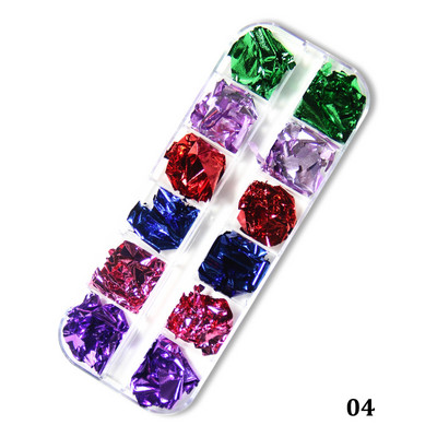 1 кутия Златни алуминиеви люспи Nail Art Glitter Paillette Пайети Неправилен пигмент Златно фолио Хартиени люспи Хромирани декорации за нокти