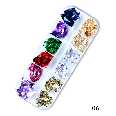 1 кутия Златни алуминиеви люспи Nail Art Glitter Paillette Пайети Неправилен пигмент Златно фолио Хартиени люспи Хромирани декорации за нокти