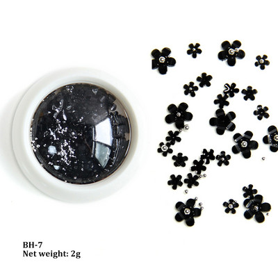 Roz, alb, negru, acrilic, flori, decorare pentru arta unghiilor