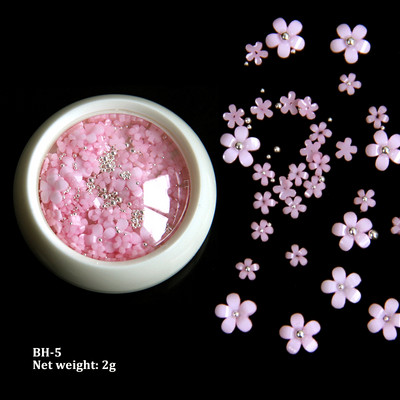 Roz, alb, negru, acrilic, flori, decorare pentru arta unghiilor