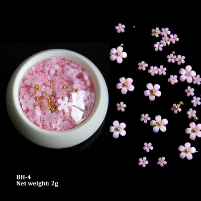 Roz, alb, negru, acrilic, flori, decorare pentru arta unghiilor